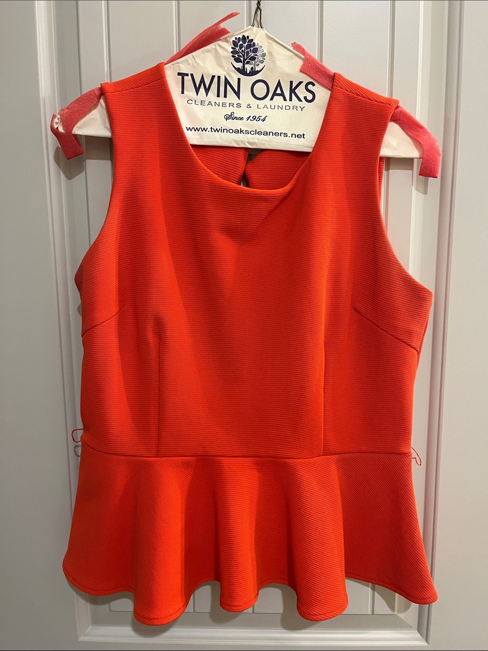 hello miss Vibrant Orange Sleeveless Peplum Top